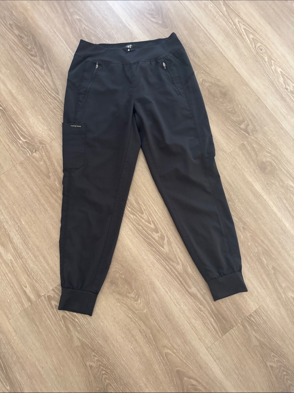 healing hands Purple Label Black womens scrub Tara Jogger Pants small